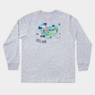 Iceland - Popular Sites of Iceland Kids Long Sleeve T-Shirt